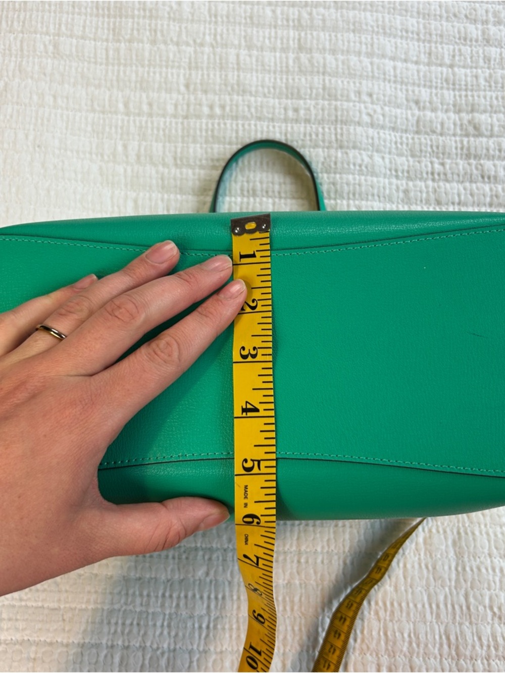 kate spade New York Harper Satchel Green Structured Leather Bag missing strap - Picture 11 of 11